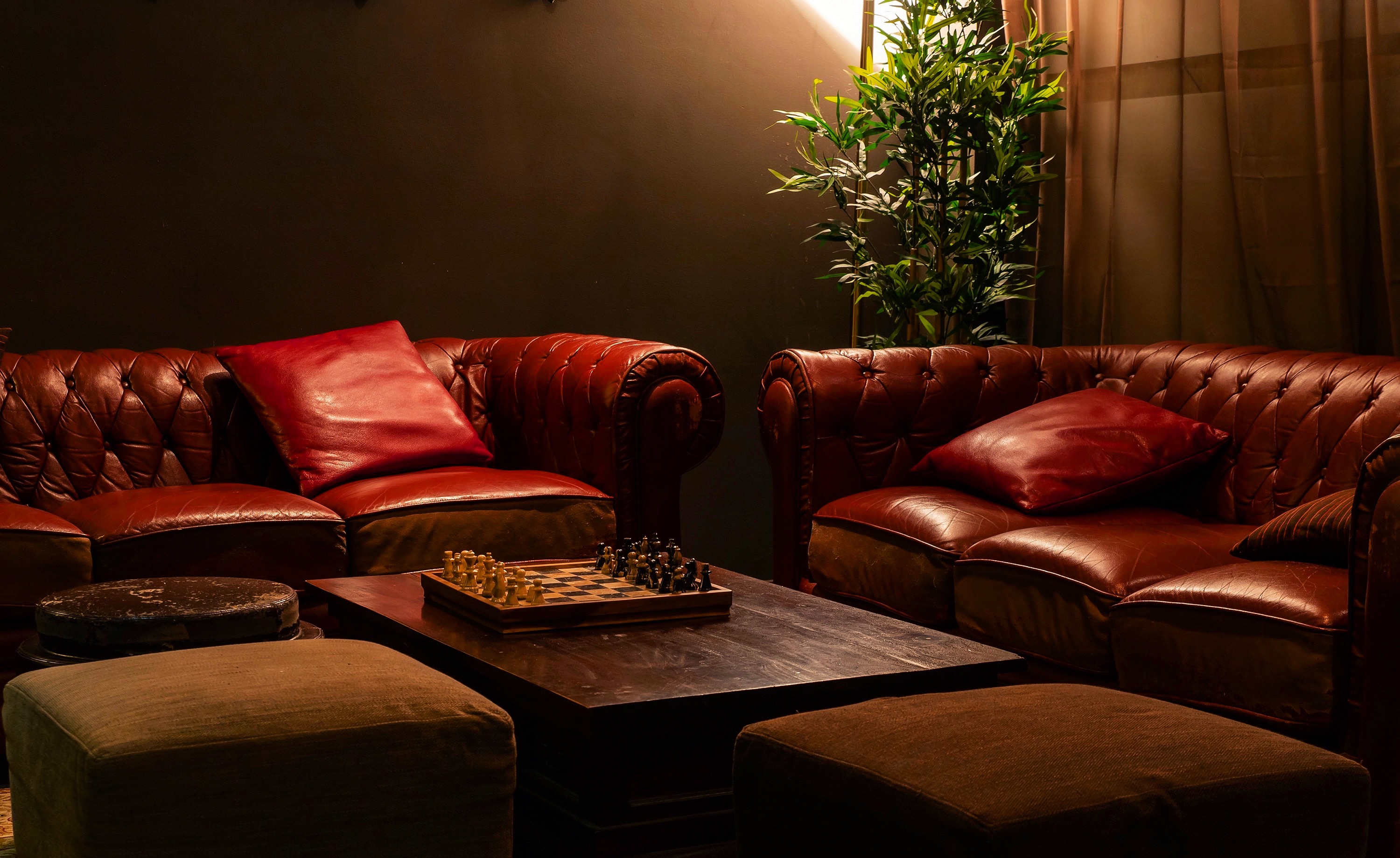 Red leather couches